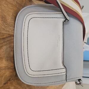 Marc Jacobs White and Gray Shoulder Bag with Red and Gold Strap Worn Once
